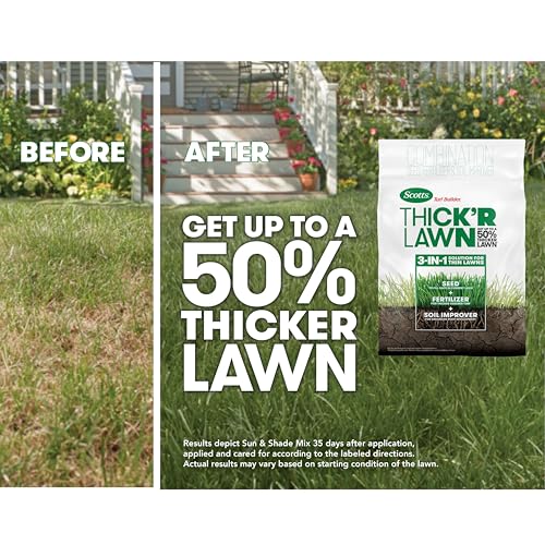 Scotts Turf Builder THICK'R LAWN Grass Seed, Fertilizer, and Soil Improver for Yard & Gardens, 4,000 sq. ft., 40 lbs.
