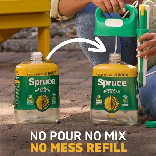 Spruce Weed Killer Refill - Versatile No Pour, No Mix, No Mess Refill for Flower Beds - Kills Dandelions, Crabgrass & Mo